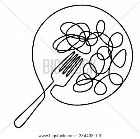 Spaghetti Meal One Line Drawing Design - Vector Illustration