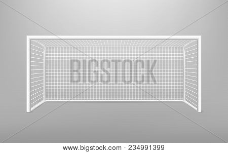 Football Soccer Goal Realistic Sports Equipment. Football Goal With Shadow. Isolated On Transparent 