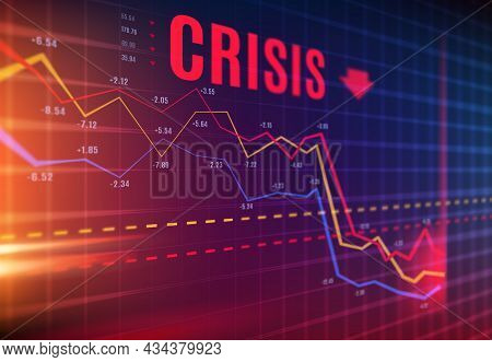 Crisis Or Stock Crash On Market, Loss Trading And Investment Indicators Downturn, Vector. Stock Exch