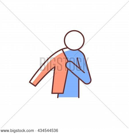 Dress Up Rgb Color Icon. Person Putting On Jacket. Man Getting Ready To Go To Work. Wearing Clothes.