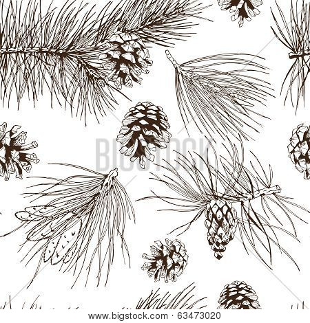 Pine branches seamless pattern