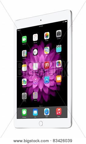 Apple Silver Ipad Air 2 With Ios 8, Designed By Apple Inc.