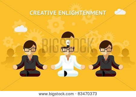 Creative enlightenment. Business guru creative idea concept