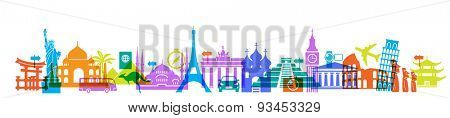 Abstract design with famous landmarks. Vector illustration. Modern design template. File is saved in AI10 EPS version. This illustration contains a transparency 