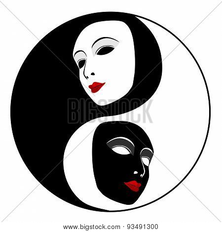 Masks. Ying Yang Symbol