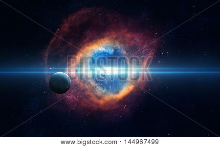 Universe scene with planets, stars and galaxies in outer space showing the beauty of space exploration. Elements furnished by NASA