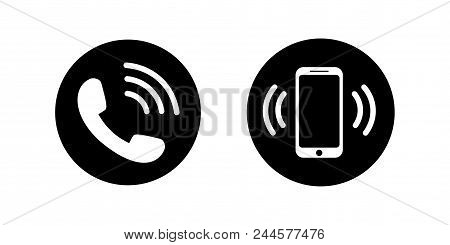 Phone Icon In Flat Style. Call Icon Isolated On White Background. Mobile Phone Device Gadget. Teleph