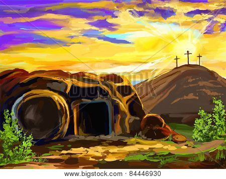 Easter Jesus Christ vector illustration  hand drawn  painted