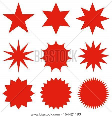 Collection Of Trendy Retro Stars Shapes.sunburst Design Elements Set.