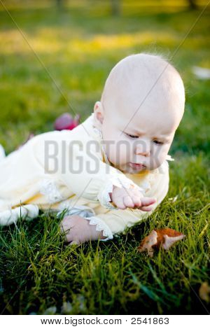 Pretty Baby meisje en blad