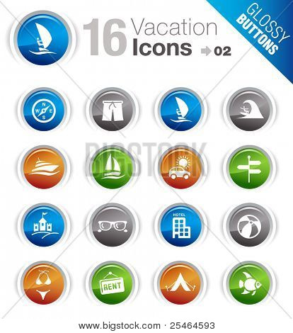 Glossy Buttons - Vacation icons