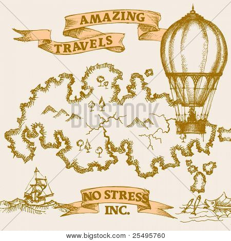 Vintage travel background, recreation concept