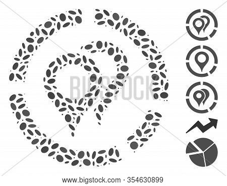 Dotted Mosaic Based On Geotargeting Diagram. Mosaic Vector Geotargeting Diagram Is Composed With Ran