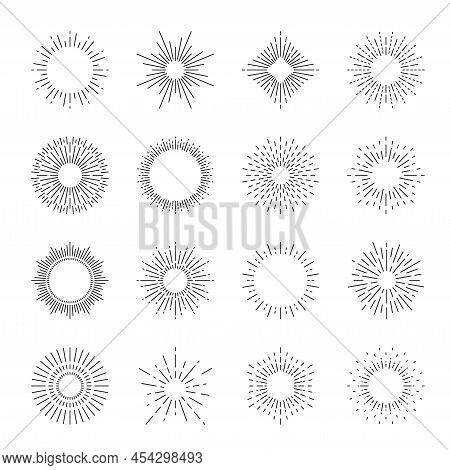 Starburst And Sunburst Vector Vintage Light Rays Of Sun Or Star, Fireworks Or Sparks. Isolated Radia