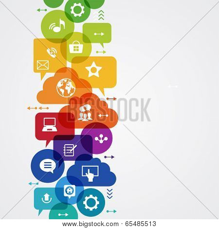 Vector background. Social media concept. Ã?Ã??ommunication in the global computer networks. Set of flat design concept icons for web and mobile services. File is saved in AI10 EPS version.