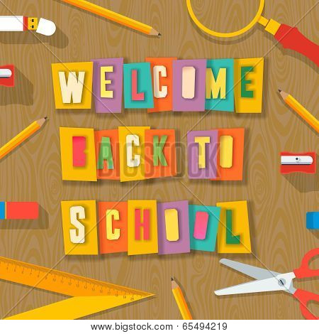 Back to school background - collage paper craft design