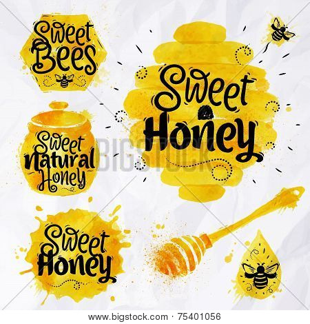 Watercolors symbols honey