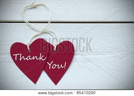 Two Hearts Label With Thank You