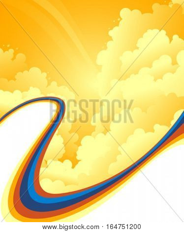 Background with clouds. Vector illustration.