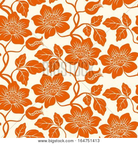 Seamless floral background. Repeat many times. Vector illustration.