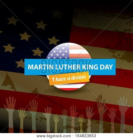 vector Martin Luther King Jr day us sticker or label. MLK day background