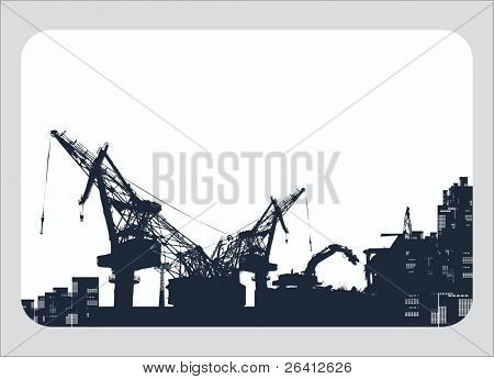 vector illustration construction ,silhouette,demolishing crane, construction  crane