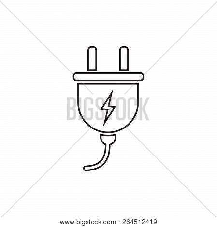 Plug Vector Icon In Line Style. Power Wire Cable Flat Illustrati