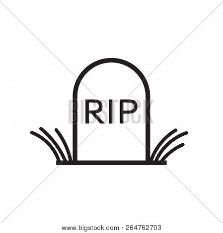 Halloween Grave Icon In Line Style. Gravestone Vector Illustrati