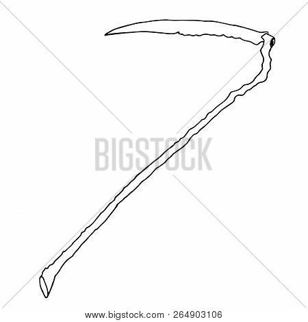 Scythe Icon. Vector Illustration Of A Scythe For Mowing. Hand Drawn Scythe.