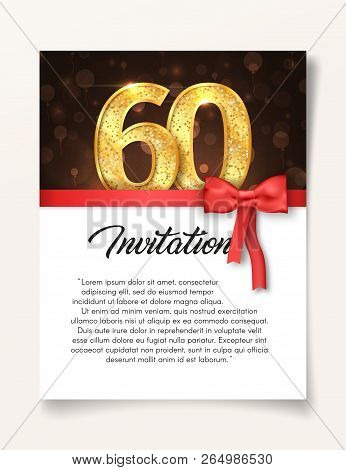 Wedding Invitation Card Template To The Day Of The Sixty Anniversary With Abstract Text Vector Illus