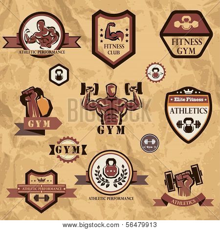 Gym, Fitness Emblems Collection