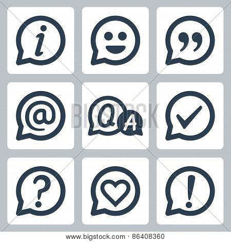 Symbols In Speech Bubbles Vector Icon Set