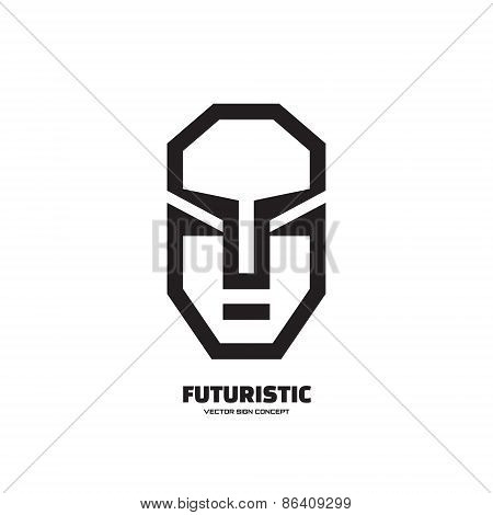 Abstract human face - vector logo concept illustration. Human character logo. Futuristic face logo.