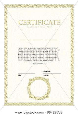 vertical Template certificate and diplomas, currency. Vector