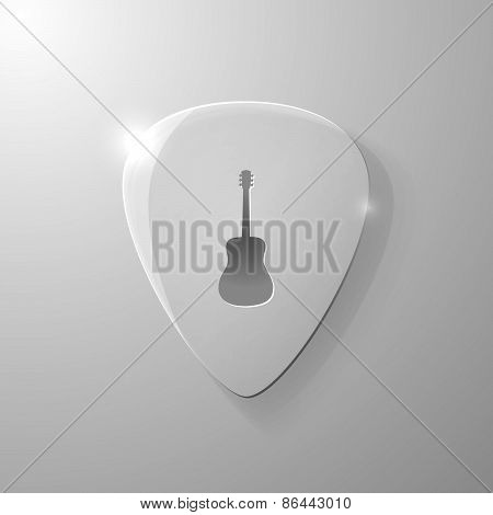 Guitar silhouette on a glass mediator background