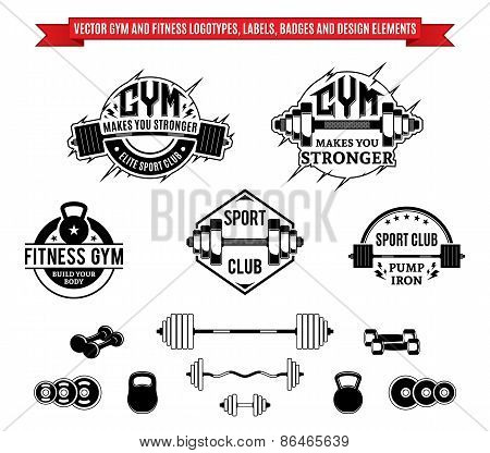 Vector Gym and Fitness Labels, Badges and Design Elements