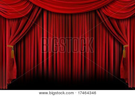 Multiple Red Layered Stage Theater Drape Curtain Background