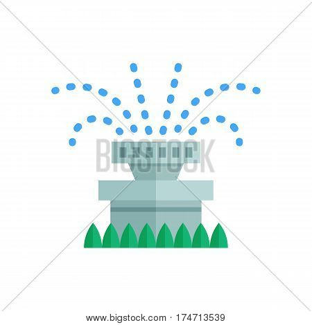 Garden sprinkler icon. Automatic lawn watering system vector illustration.