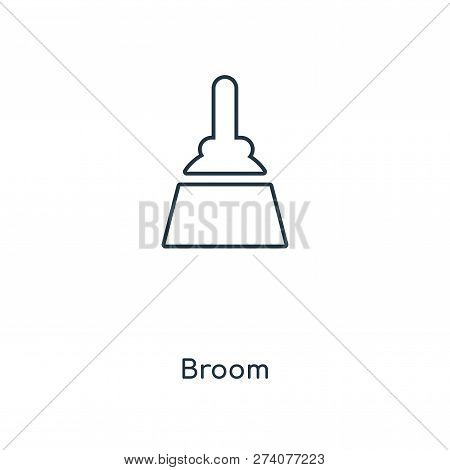 Broom Icon In Trendy Design Style. Broom Icon Isolated On White Background. Broom Vector Icon Simple