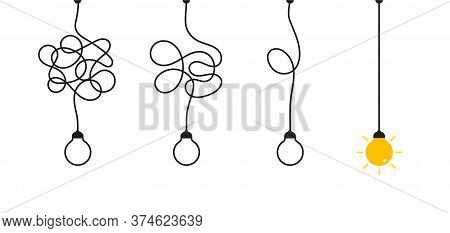 Complex Complicated Process Easy Solution, Simplify Problem, Untangling Mess Knot In Simple Line, Si