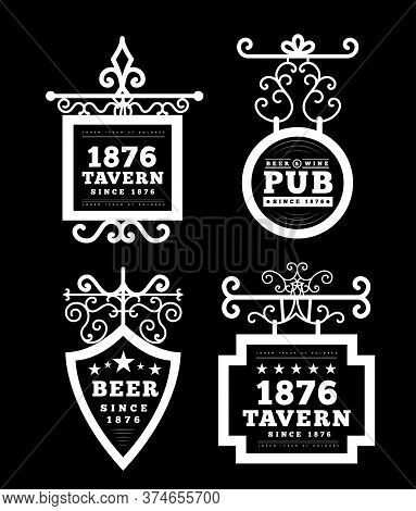 Tavern Sign, Metal Frame With Curly Elements.