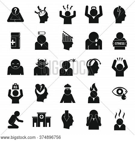 Stress Icons Set. Simple Set Of Stress Vector Icons For Web Design On White Background