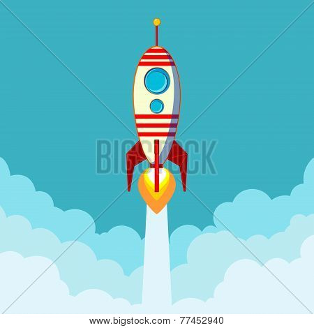 Flying Rocket with space for text