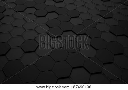 Abstract 3d rendering of futuristic surface with hexagons.