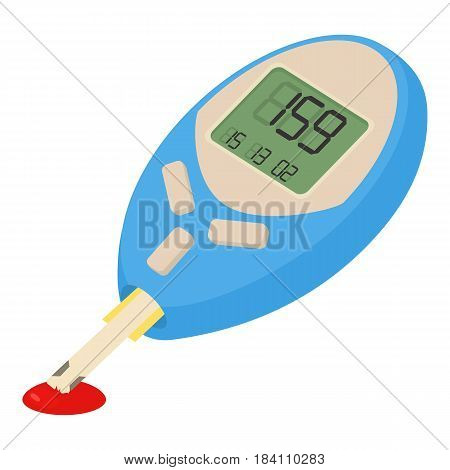 Blood glucose measuring device icon. Cartoon illustration of blood glucose measuring device vector icon for web