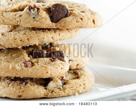 stacked chocolate chip cookies macro