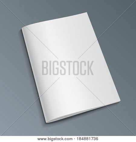 Blank Cover Of Magazine, Book, Booklet, Brochure. Illustration Isolated On Gray Background. Mock Up Template Ready For Your Design. Vector EPS10