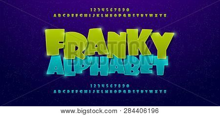 Franky Comics Alphabet Font. Typography Comic Logo Or Movie Fonts Designs Concept. Vector Illustrati