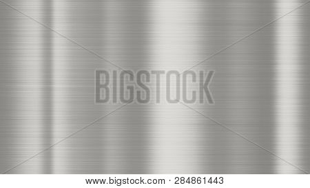 Shiny Brushed Metal Background Texture. Polished Metallic Steel Plate. Sheet Metal Glossy Shiny Silv