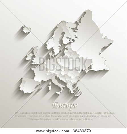 Europe political map card paper 3D natural vector individual states separate